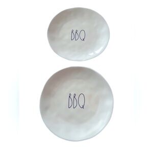 Two Rae Dunn Melamine Dinner Plates BBQ Artesian Collection Summertime